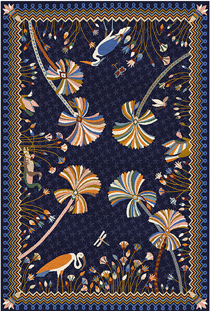 Vintage Deep Blue Flowers Faux Cashmere Rugs For Living Room Bedroom Bedside Rugs Anti-slip Foot Mats