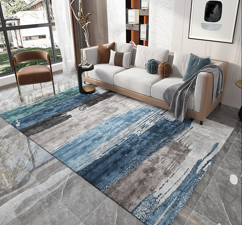 Abstract Modern Minimalist Faux Cashmere Living Room Rug Coffee Table Mat Bedroom Shaggy Floor Mats 01 - Image 2