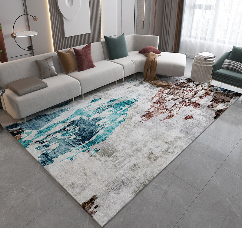 Abstract Modern Minimalist Faux Cashmere Living Room Rug Coffee Table Mat Bedroom Shaggy Floor Mats 03 - Image 2