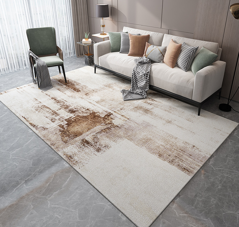 Abstract Modern Minimalist Faux Cashmere Living Room Rug Coffee Table Mat Bedroom Shaggy Floor Mats 04 - Image 2