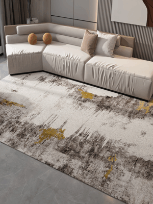 Abstract Modern Minimalist Faux Cashmere Living Room Rug Coffee Table Mat Bedroom Shaggy Floor Mats 05