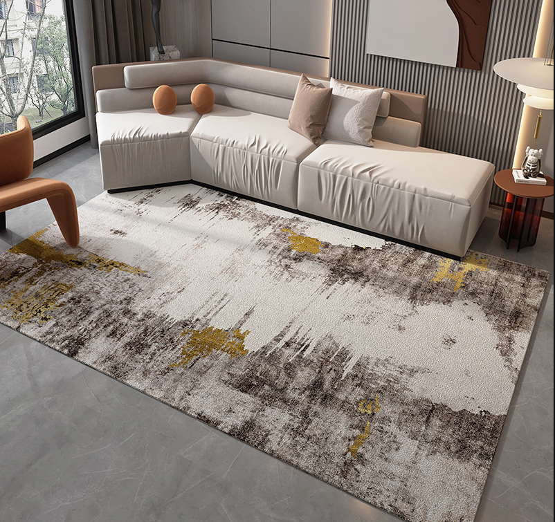 Abstract Modern Minimalist Faux Cashmere Living Room Rug Coffee Table Mat Bedroom Shaggy Floor Mats 05