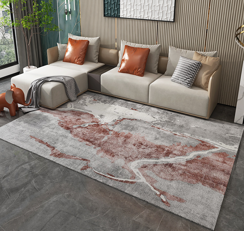 Abstract Modern Minimalist Faux Cashmere Living Room Rug Coffee Table Mat Bedroom Shaggy Floor Mats 06 - Image 2