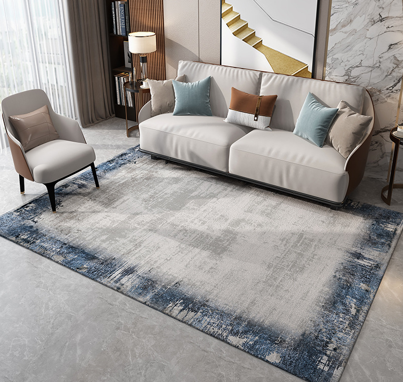 Abstract Modern Minimalist Faux Cashmere Living Room Rug Coffee Table Mat Bedroom Shaggy Floor Mats 07 - Image 2