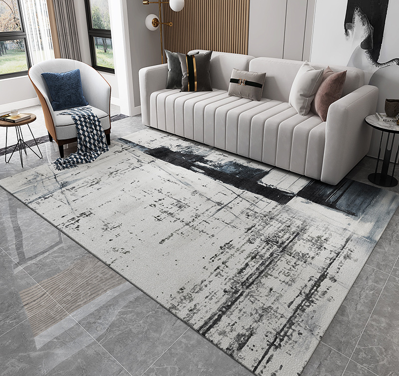 Abstract Modern Minimalist Faux Cashmere Living Room Rug Coffee Table Mat Bedroom Shaggy Floor Mats 08 - Image 2