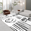 Classical Minimalist Black and White Inked Faux Cashmere Rug Living Room Bedroom Bedside Rug Sofa Coffee Table Rug Floor Mat 01