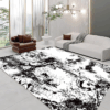 Classical Minimalist Black and White Inked Faux Cashmere Rug Living Room Bedroom Bedside Rug Sofa Coffee Table Rug Floor Mat 02
