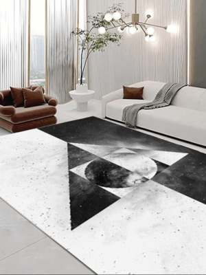 Classical Minimalist Black and White Inked Faux Cashmere Rug Living Room Bedroom Bedside Rug Sofa Coffee Table Rug Floor Mat 10