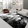 Classical Minimalist Black and White Inked Faux Cashmere Rug Living Room Bedroom Bedside Rug Sofa Coffee Table Rug Floor Mat 12