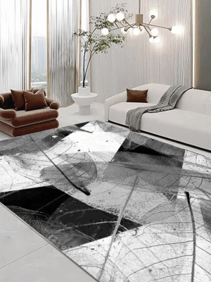 Classical Minimalist Black and White Inked Faux Cashmere Rug Living Room Bedroom Bedside Rug Sofa Coffee Table Rug Floor Mat 14