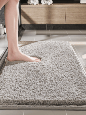 Simple Solid Colour Thickened Absorbent Non-slip Family Bathroom Doorway Entrance Mats 02
