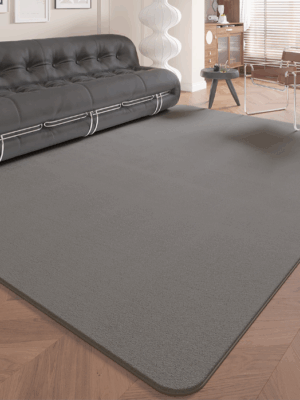 Simple Pure Grey Faux Cashmere Bedroom Living Room Bedside Rug Plush Carpet