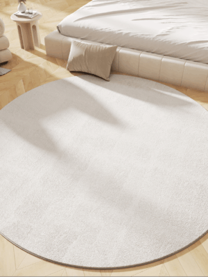 Simple  Circle Faux Cashmere Bedroom Living Room Bedside Rug Plush Carpet