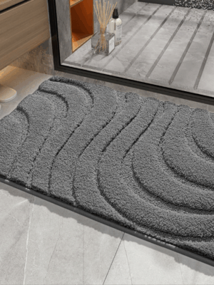 Simple Solid Colour Thickened Absorbent Non-slip Family Bathroom Doorway Entrance Mats 07