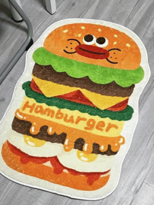 Hamburger Cartoon Carpet Entry Doorway Room Shaped Absorbent Anti-slip Mats