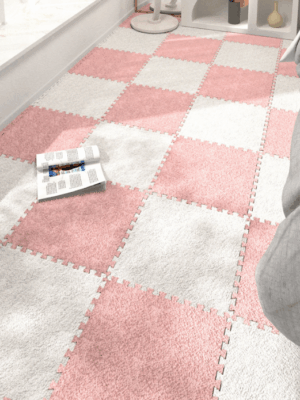 Patchwork Cuttable Modern Checkered Pattern Fuzzy Comfortable Bedroom Rug For Living Room