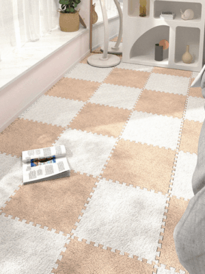 Patchwork Cuttable Modern Checkered Pattern Fuzzy Comfortable Bedroom Rug For Living Room