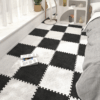 Patchwork Cuttable Modern Checkered Pattern Fuzzy Comfortable Bedroom Rug For Living Room