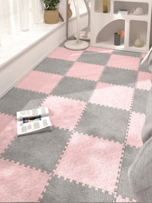 Patchwork Cuttable Modern Checkered Pattern Fuzzy Comfortable Bedroom Rug For Living Room