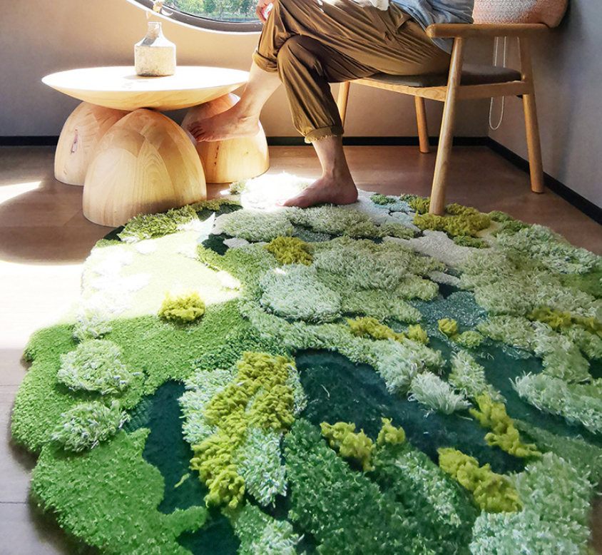 Green Moss Thicked Patterned Entryway Doormat Rugs Kitchen Bathroom Anti-slip Mats - Image 2