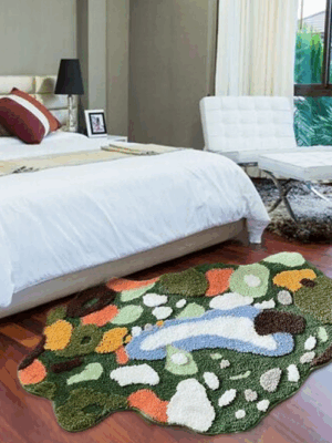 Green Moss And Colorful Stone Thicked Patterned Entryway Doormat Rugs Kitchen Bathroom Anti-slip Mats