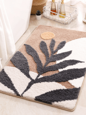 Colourful Leaves Extra Soft Flocking Bath Mats Absorbent Non-Slip Bathroom Rugs 02