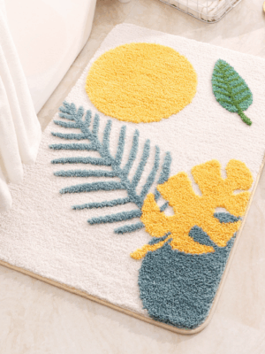 Colourful Leaves Extra Soft Flocking Bath Mats Absorbent Non-Slip Bathroom Rugs 03