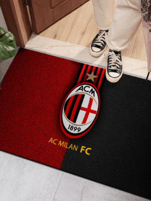 A.C MILAN FC® Logo - Football Red Black Mats For Bedroom Children's Room Sofa Mat Easy Care Floor Mats
