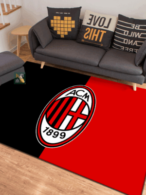 A.C MILAN FC® Logo - Football Red Black Mats For Bedroom Children's Room Sofa Mat Easy Care Floor Mats