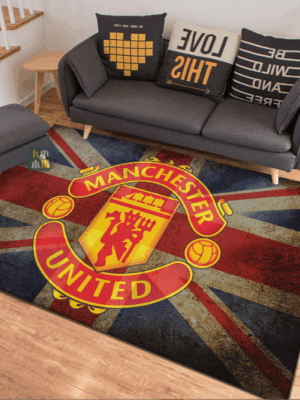 MANCHESTER FC® Logo - Football Mats For Bedroom Children's Room Sofa Mat Easy Care Floor Mats