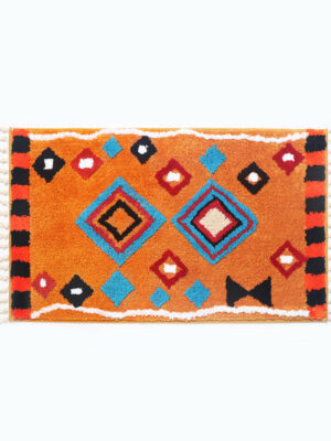 Orange Bohemian Tassels Extra Soft Flocking Bath Mats Absorbent Non-Slip Bathroom Rugs 01