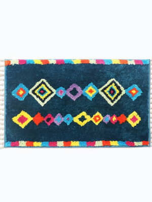 Blue Bohemian Tassels Extra Soft Flocking Bath Mats Absorbent Non-Slip Bathroom Rugs 06