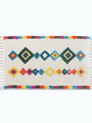 White Bohemian Tassels Extra Soft Flocking Bath Mats Absorbent Non-Slip Bathroom Rugs 07