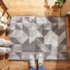 Modern Grey Geometric Polypropylene Wear-resistant Dust-removing Anti-slip Entryway DoorMats