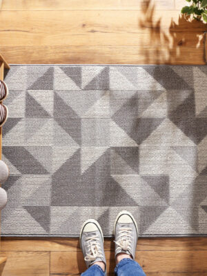 Modern Grey Geometric Polypropylene Wear-resistant Dust-removing Anti-slip Entryway DoorMats
