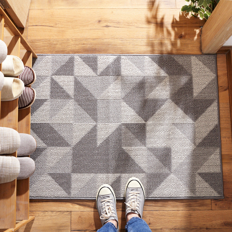 Modern Grey Geometric Polypropylene Wear-resistant Dust-removing Anti-slip Entryway DoorMats