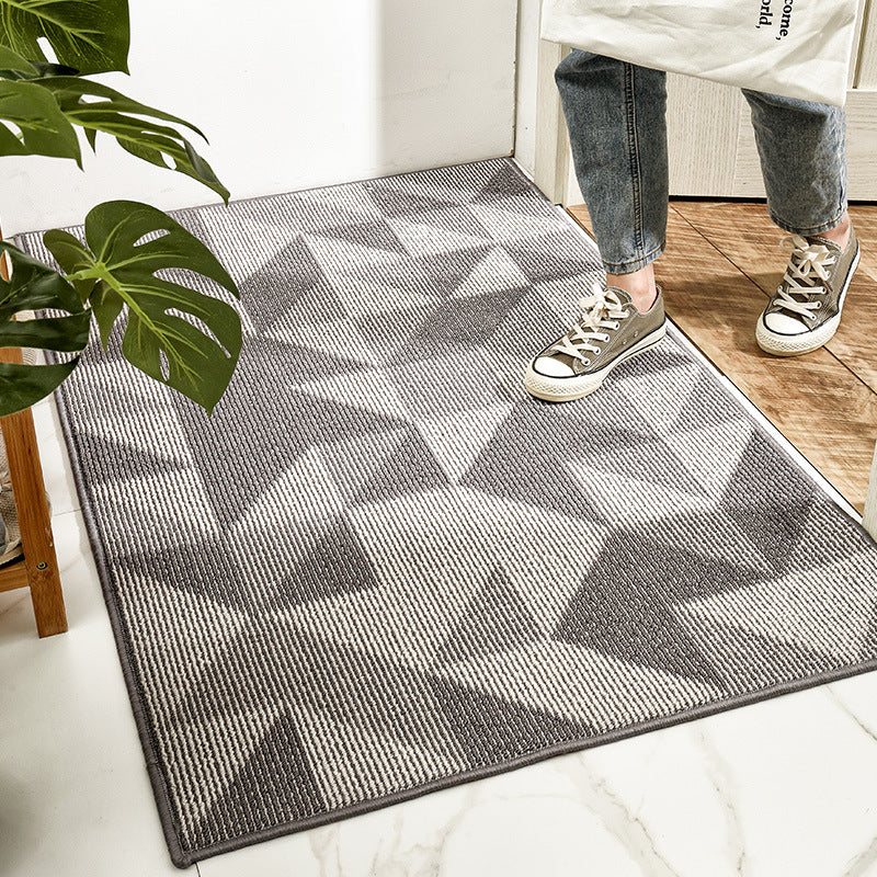 Modern Grey Geometric Polypropylene Wear-resistant Dust-removing Anti-slip Entryway DoorMats - Image 2