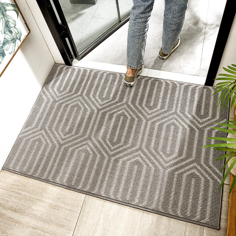 Grey Modern Geometric Polypropylene Wear-resistant Dust-removing Anti-slip Entryway DoorMats