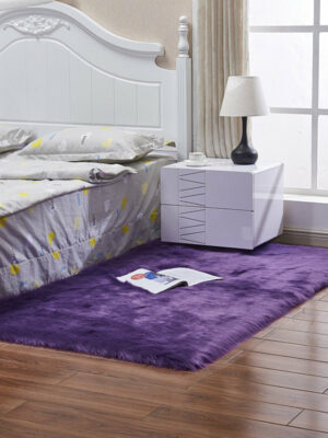 Purple Faux Sheepskin Fur Modern Shaggy Area Rugs Plush Bedside Rugs For the Bedroom Living Room Hall