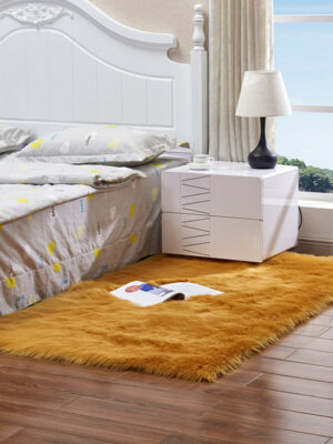Modern Plush Bedside Rugs Faux Sheepskin Fur Shaggy Area Rugs For the Bedroom Hall Living Room