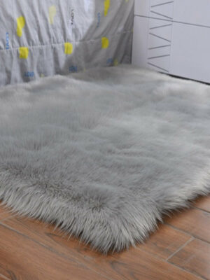 Grey Area Rugs Modern Plush Bedside Rugs Faux Sheepskin Fur Shaggy For the Bedroom Hall Living Room
