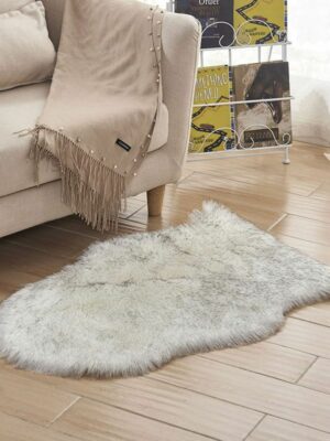 White Grey  Irregular Shaped Decoration Faux Sheepskin Fur Area Rugs Shaggy Plush Rugs For the Bedroom Living Room Hall Bedside