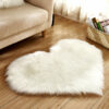Heart Shaped White Plush Rugs Area Irregular Shaped Shaggy Faux Sheepskin Fur For Bedroom Bedside Hall Bedroom Living Room