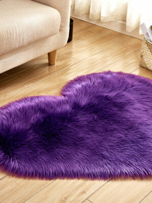 Heart Shaped Area Purple Shaggy Faux Sheepskin Fur Plush Rugs For Bedroom Hall Bedroom Bedside Living Room