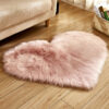 Light Pink Love Heart Shaped Faux Sheepskin Fur Shaggy Area Plush Rugs For Bedroom Hall Bedroom Bedside Living Room
