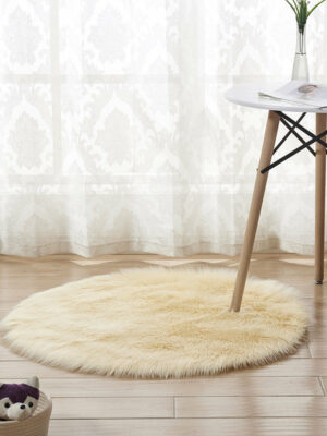 Yellow Modern Shaggy Area Faux Sheepskin Fur Round Plush Rugs For  Living Room Bedroom Hall Bedroom Bedside