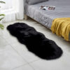 Black Faux Sheepskin Fur Modern Area Shaggy Irregular Shaped Plush Rugs For Bedside the Bedroom Hall Living Room