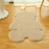 Cute Bear Shaped Irregular Shaped Super Soft Faux Rabbit Fur Area Rugs Shaggy Plush Bedside Rugs For The Bedroom Living Room Hall