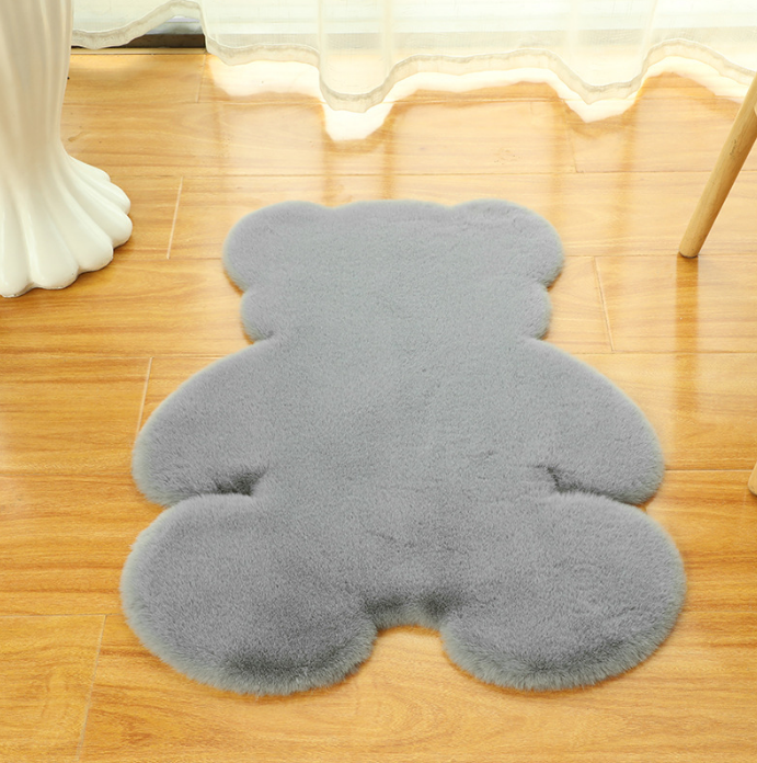 Cute Bear Shaped Irregular Shaped Super Soft Faux Rabbit Fur Area Rugs Shaggy Plush Bedside Rugs For The Bedroom Living Room Hall - Image 6