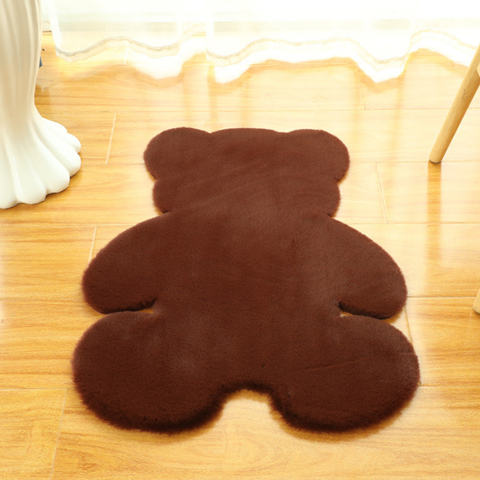 Cute Bear Shaped Irregular Shaped Super Soft Faux Rabbit Fur Area Rugs Shaggy Plush Bedside Rugs For The Bedroom Living Room Hall - Image 7